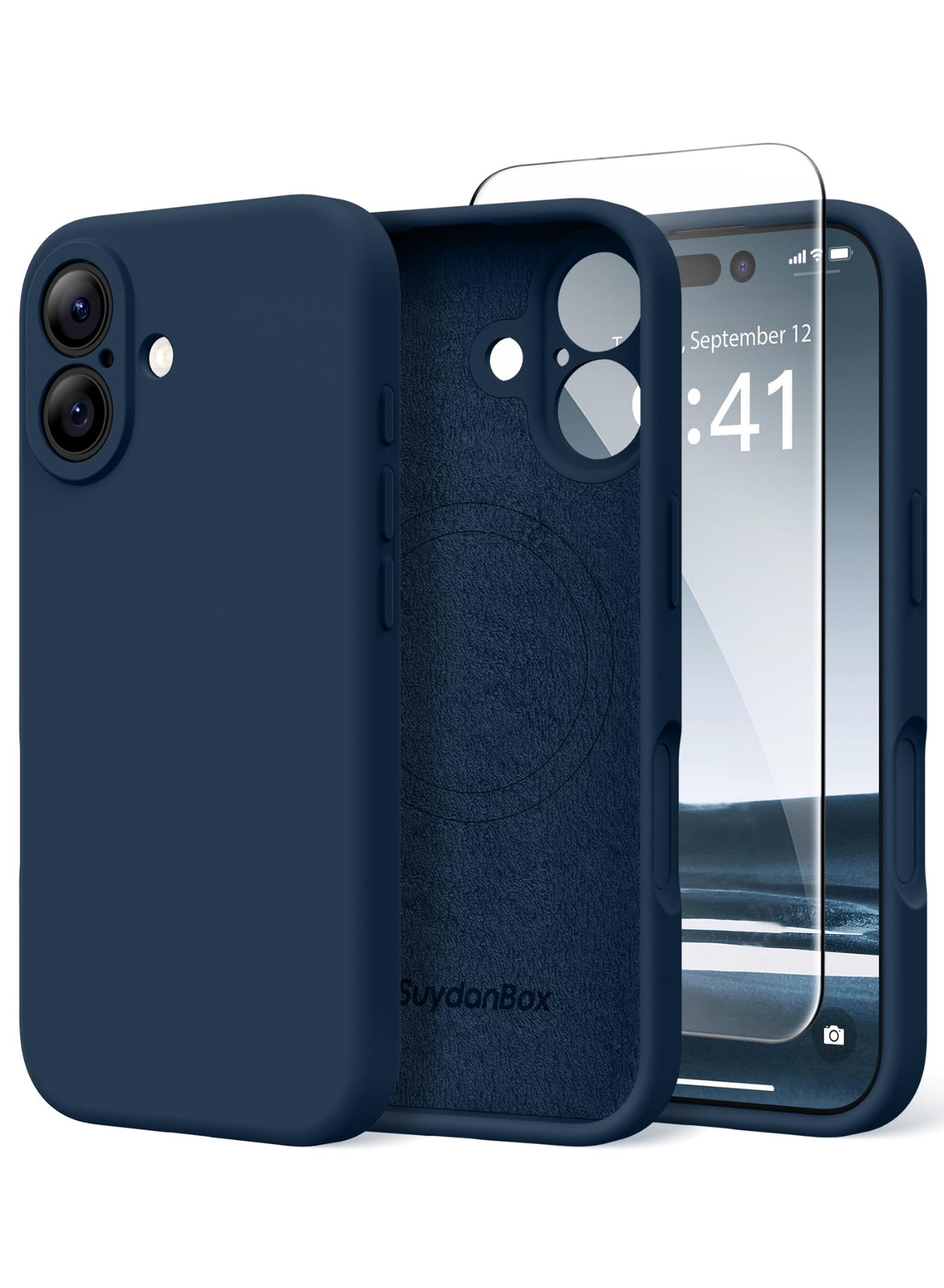 SUYDANBOX Magnetic for iPhone 17 Case, Compatible with MagSafe, [Full Camera Protection][Screen Protector] Silicone Shockproof Protective Phone Case for iPhone 17 6.3", Cobalt Blue